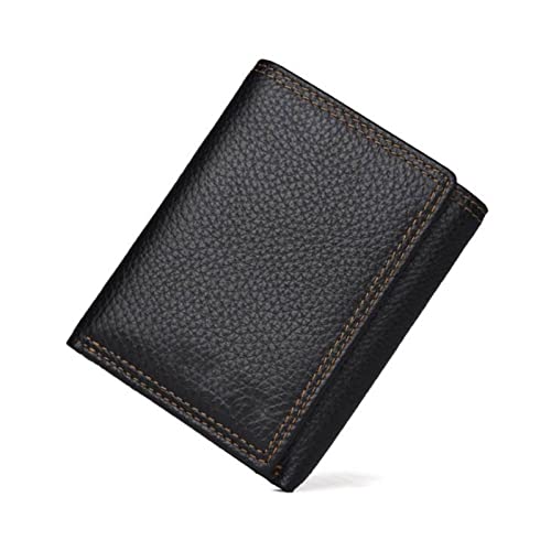 AQQWWER Herren Geldbörse Vintage Männer Geldbörse Pu. Leder Kurze Brieftaschen Männliche multifunktionale männliche Geldbörse Münze Tasche Fotokartenhalter (Color : Black) von AQQWWER