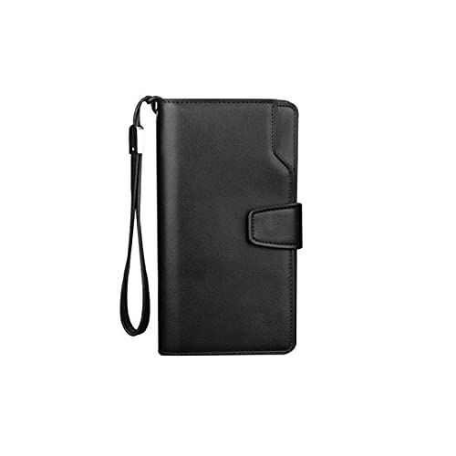 AQQWWER Herren Geldbörse Wallets sind ausschließlich für Lange Herren Beutel Zipper Soft-Wallets mobilen Geldbörse Multifunktions PU. Wasserdicht Wallet (Color : Black) von AQQWWER