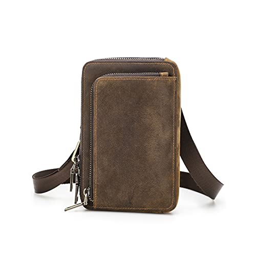 AQQWWER Herren Umhängetaschen Männer Umhängetaschen Leder Crossbody Tasche Casual Taille Pack Fanny Gürteltasche für männliche Kleine Handytasche von AQQWWER