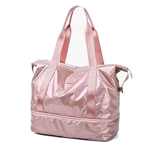 AQQWWER Herrenhandtaschen Rosa Sporttasche Frauen Fitness Gym Handtasche wasserdichte Yoga Weekend Taschen Licht Reise Schwimmen Ruffle Bluse mit Schuhfach (Color : Pink) von AQQWWER