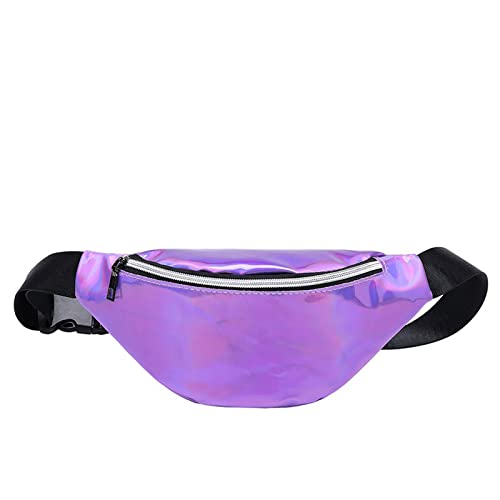 AQQWWER Hüfttasche Anti-verschüttete Brusttasche Verstellbare Taille Mode Lauf Damen Multifunktions-Reflektierende Laser-Gürteltasche (Color : Purple) von AQQWWER