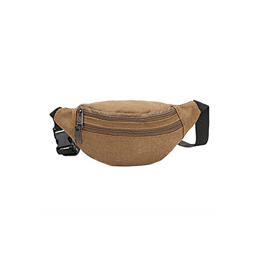 AQQWWER Hüfttasche Casual Canvas Gürtel Tasche für Männer Funktionale Reißverschluss Taille Tasche Feste Geld Telefon Tasche Tasche Frauen Einkaufen Handtasche Hüfte Packtasche (Color : Bruin) von AQQWWER