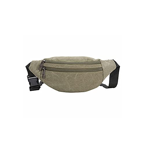 AQQWWER Hüfttasche Casual Canvas Gürtel Tasche für Männer Funktionale Reißverschluss Taille Tasche Feste Geld Telefon Tasche Tasche Frauen Einkaufen Handtasche Hüfte Packtasche (Color : Green) von AQQWWER