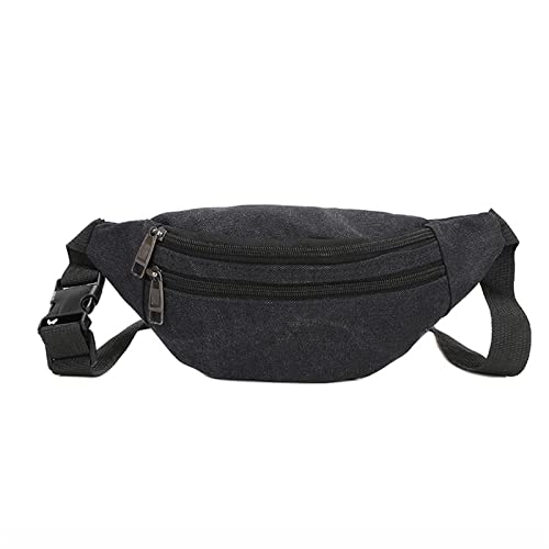 AQQWWER Hüfttasche Casual Canvas Waist Bag Unisex Functional Waist Bag Mobile Phone Bag Men and Women Convenient Belt Banana Bag Men (Color : Black A) von AQQWWER