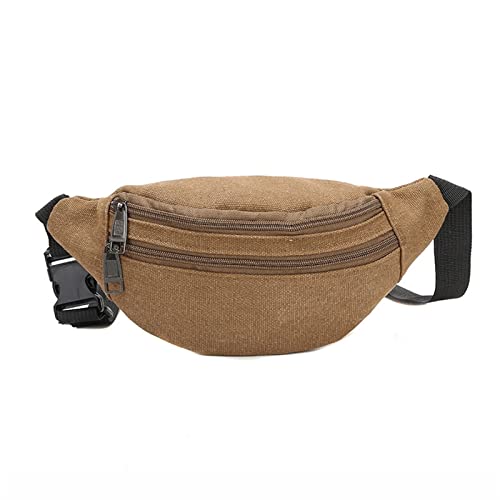 AQQWWER Hüfttasche Casual Canvas Waist Bag Unisex Functional Waist Bag Mobile Phone Bag Men and Women Convenient Belt Banana Bag Men (Color : Brown A) von AQQWWER