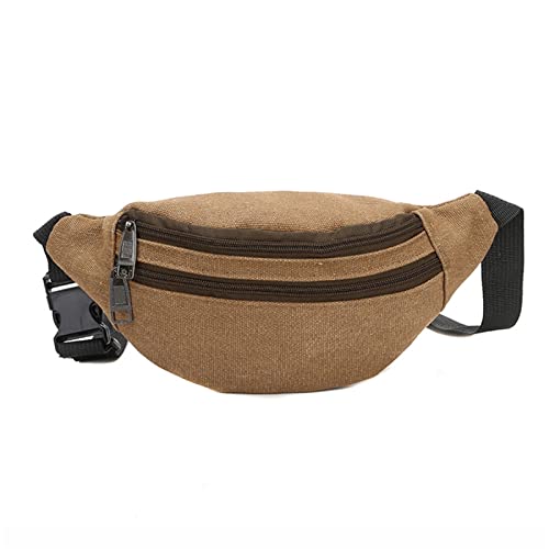 AQQWWER Hüfttasche Casual Canvas Waist Bag Unisex Functional Waist Bag Mobile Phone Bag Men and Women Convenient Belt Banana Bag Men (Color : Bruin) von AQQWWER