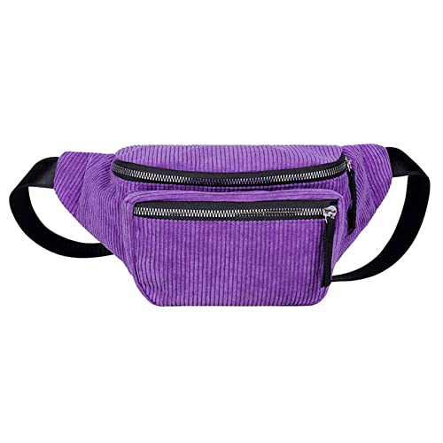 AQQWWER Hüfttasche Cord Gürteltasche Designer Reißverschluss Brusttasche Sport Reise Gürteltasche Mode Telefon Hüfttasche für Frauen (Color : Purple) von AQQWWER