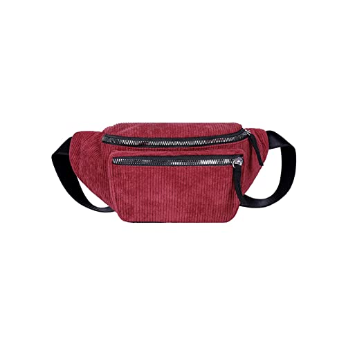 AQQWWER Hüfttasche Damen Leinwand Taille Bag Mode Straße Telefon Brusttasche Taille Tasche Corduroy Taille Tasche (Color : Red) von AQQWWER