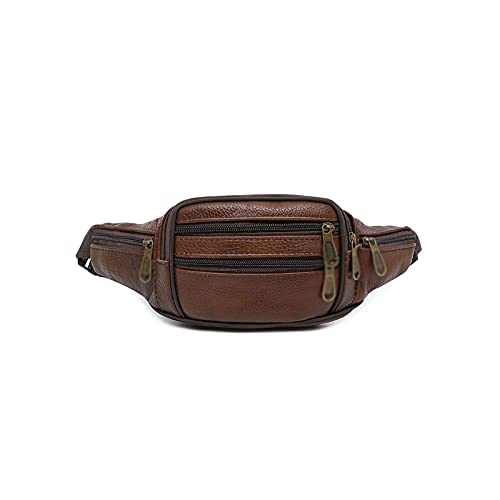 AQQWWER Hüfttasche Echtes Leder Herren Taille Tasche Männliche Fanny Pack Große Kapazität Multiple Taschen Reisen Arbeits Gürteltasche Für Männer (Color : Bruin) von AQQWWER