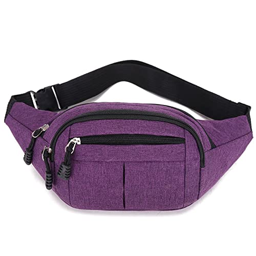 AQQWWER Hüfttasche Erwachsene Oxford Tuch 6-Farbe Taille Tasche Männer und Frauen Solide Farbe Brusttasche Crossbody Laufende Sport Taille Handy Münze Geldbörse (Color : Purple) von AQQWWER