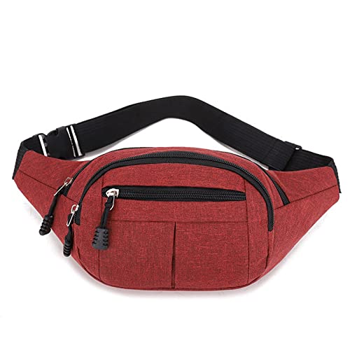 AQQWWER Hüfttasche Erwachsene Oxford Tuch 6-Farbe Taille Tasche Männer und Frauen Solide Farbe Brusttasche Crossbody Laufende Sport Taille Handy Münze Geldbörse (Color : Red) von AQQWWER