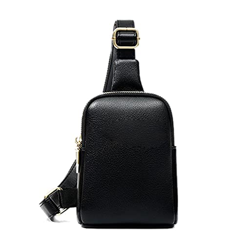 AQQWWER Hüfttasche Frauen Brusttaschen Pu. Leder Mode Taille Tasche Mini Hohe Qualität Sport Messenger Bag Frauen Gürteltasche Münze Geldbörse (Color : Black) von AQQWWER