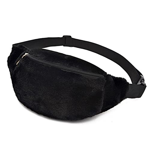 AQQWWER Hüfttasche Frauen Faux Kaninchen Pelz Fanny Pack Frauen Plüsch Taille Tasche Männer Winter Bump Bag Weibliche Reise Bum Hüfte Münzen Telefonbeutel Brusttasche (Color : Black) von AQQWWER