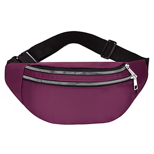 AQQWWER Hüfttasche Frauen Taille Taschen wasserdichte Packung Mode Bum Bag Damen Reise Crossbody Unisex Hüftbeutel Gürtel Handy Geldbörse Brusttaschen (Color : Purple) von AQQWWER