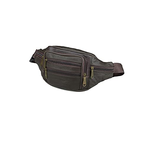 AQQWWER Hüfttasche Große Kapazität Taille Tasche für Männer Echtes Leder Männer Gürtel Tasche Geldbörse Reißverschlusstasche Outdoor Sporting Männlich Fanny Pack (Color : Bruin) von AQQWWER