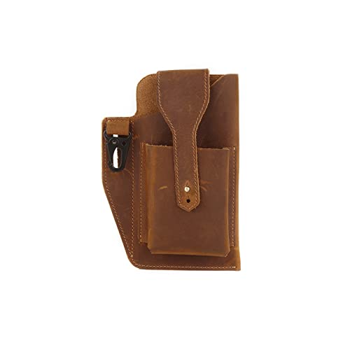 AQQWWER Hüfttasche Gürtel Tasche Herren Leder Gürtel Bein Gürtel Tasche Männer Tragbare Mode Atmosphärische Gürtelbeutel (Color : Bruin) von AQQWWER