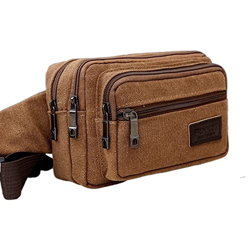 AQQWWER Hüfttasche Herren Gürteltaschen Canvas Gürteltaschen Herren Multifunktionale Taschen Taschen Gürtel Reise Umhängetaschen Outdoor Sports Herren Gürteltaschen (Color : Bruin) von AQQWWER