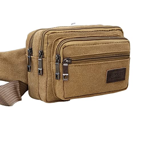 AQQWWER Hüfttasche Herren Gürteltaschen Canvas Gürteltaschen Herren Multifunktionale Taschen Taschen Gürtel Reise Umhängetaschen Outdoor Sports Herren Gürteltaschen (Color : Khaki) von AQQWWER