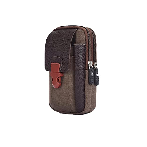 AQQWWER Hüfttasche Herren Lässige Reißverschluss Taille Tasche Tragbare Mode Einfache Handytasche Gürtel Taille Tasche (Color : Bruin) von AQQWWER