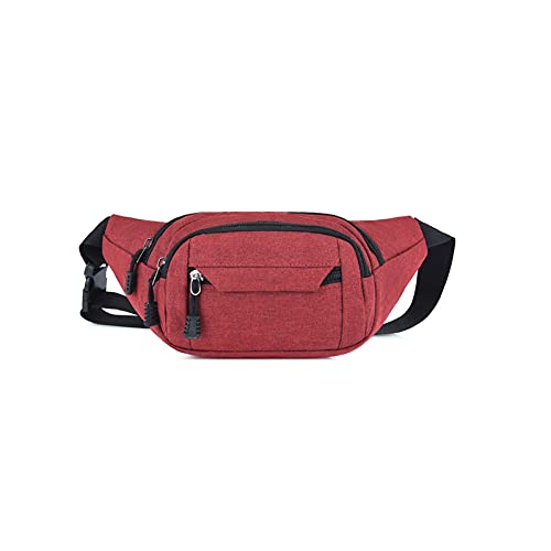 AQQWWER Hüfttasche Herren Taille Tasche, Nylon Mann Gürtel Beutel Crossbody Umhängetaschen, wasserdicht Lässig Grosse Telefon Bag, Sport Brusttasche Damen Tasche (Color : Red) von AQQWWER