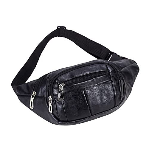 AQQWWER Hüfttasche Hohe Qualitäts-Taille-Tasche mit hoher Qualität Pu. Leder Messenger Schultertaschen Gürtel Hüfte Bum Geldbörse Tasche Fanny Pack Brusttasche (Color : Black) von AQQWWER