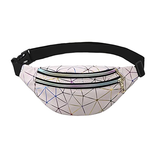 AQQWWER Hüfttasche Holographische Brusttaschen Frauen Rosa Silber Fanny Pack Weibliche Gürtel Tasche Schwarz Geometrische Taille Packungen Taille Telefon Beutel (Color : Pink) von AQQWWER