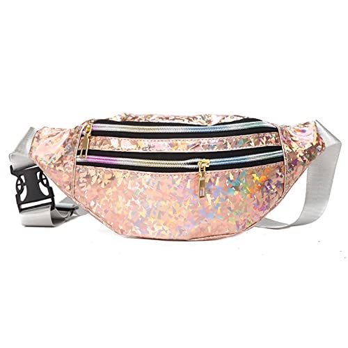 AQQWWER Hüfttasche Holographische Taschen Taschen Frauen Silber Fanny Pack Weibliche Gürtelbeutel Schwarze Geometrische Taille Packungen Laser Brusttelefon Pouch Bum Bag (Color : 2) von AQQWWER