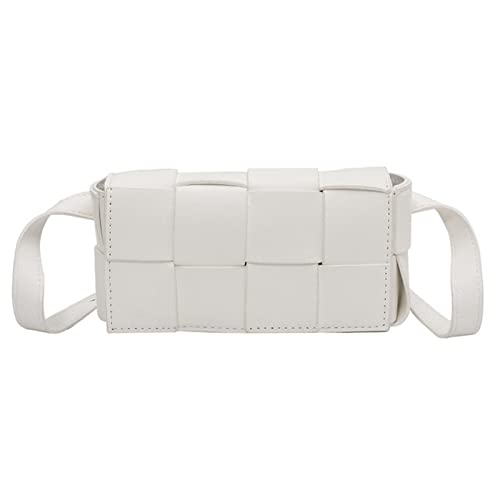 AQQWWER Hüfttasche Klappe einstellbare Handtaschen Frauen Brusttasche Mode Crossbody Designer Luxus for Frauen Pu. Lederwebart Taille Gürteltasche (Color : White) von AQQWWER