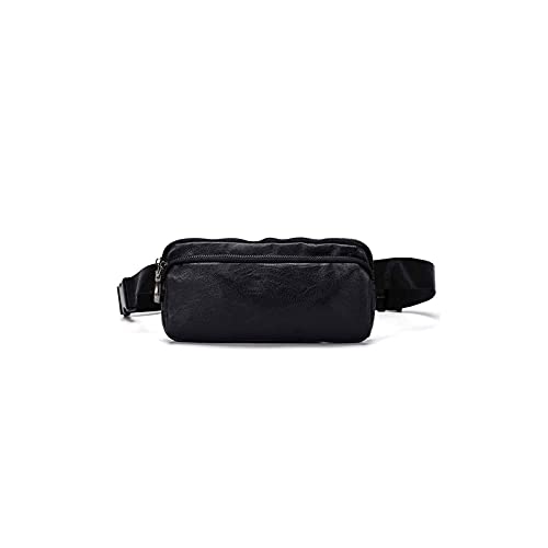 AQQWWER Hüfttasche Lässige Brusttasche der Männer schwarz PU. Leder Taille Tasche Kleine Doppel Reißverschluss Messenger Bag Männliche Vintage Umhängetasche Geld Telefon Taschen von AQQWWER