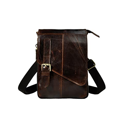 AQQWWER Hüfttasche Leder Männer Beiläufige Multifunktionale Messenger Bag Umhängetasche Mode Gürtel Tasche (Color : C) von AQQWWER