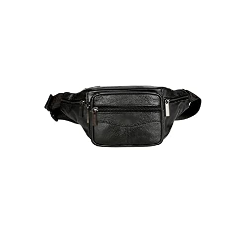 AQQWWER Hüfttasche Leder Taille Tasche Männer Fanny Pack Herren Ledertasche Männer Hohe Kapazität wasserdichte Hüfttasche Schwarz Gürtel Tasche Big Nierenbeutel (Color : Black) von AQQWWER