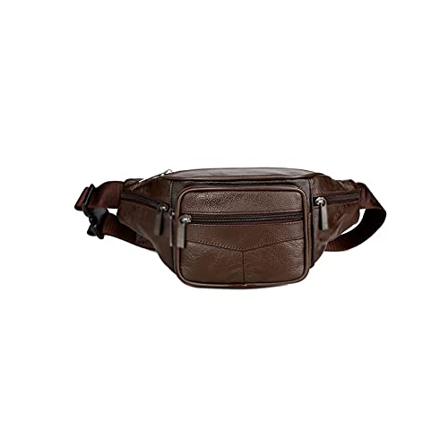 AQQWWER Hüfttasche Leder Taille Tasche Männer Fanny Pack Herren Ledertasche Männer Hohe Kapazität wasserdichte Hüfttasche Schwarz Gürtel Tasche Big Nierenbeutel (Color : Bruin) von AQQWWER