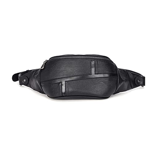 AQQWWER Hüfttasche Leder Taille Tasche Männer Taille Packung Hochwertige Männer Gürteltaschen Mode wasserdichte Brusttasche Reise Geldbörse Fanny Pack (Color : Black Waist Bag) von AQQWWER