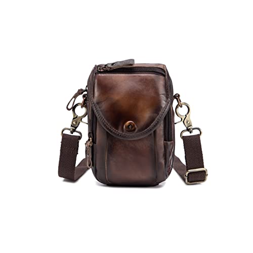 AQQWWER Hüfttasche Leder männer beiläufige multifunktionale umhängetasche Mode gürtel gürteltasche Haken Tasche (Color : A) von AQQWWER