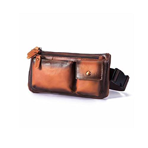 AQQWWER Hüfttasche Leder männer lässig Mode Reisen gürtel Tasche Brust Tasche umhängetasche Handy gürtel Tasche (Color : A) von AQQWWER