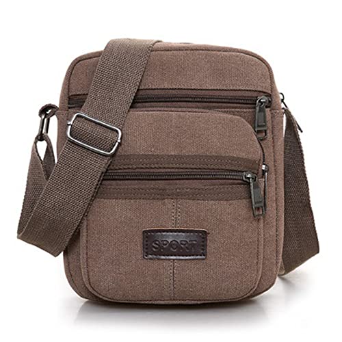 AQQWWER Hüfttasche Leinwand Männer Umhängetasche Flip Mode Lässige Messenger Bags Mode Einfache Reißverschluss Reise Business Crossbody Tasche Schwarz (Color : Bruin) von AQQWWER