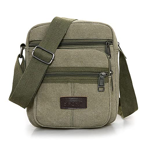 AQQWWER Hüfttasche Leinwand Männer Umhängetasche Flip Mode Lässige Messenger Bags Mode Einfache Reißverschluss Reise Business Crossbody Tasche Schwarz (Color : Green) von AQQWWER