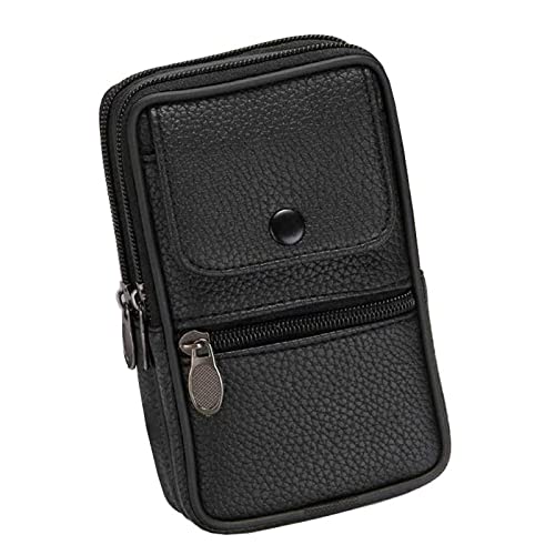 AQQWWER Hüfttasche Männer Fanny Pack Handy Case Männlich Schwarz Kaffee Leinwand HASP Reißverschluss Münze Geldbörse Burse Taschen Casual Taille Pack Mann Gürteltasche Geldbörse (Color : Black) von AQQWWER