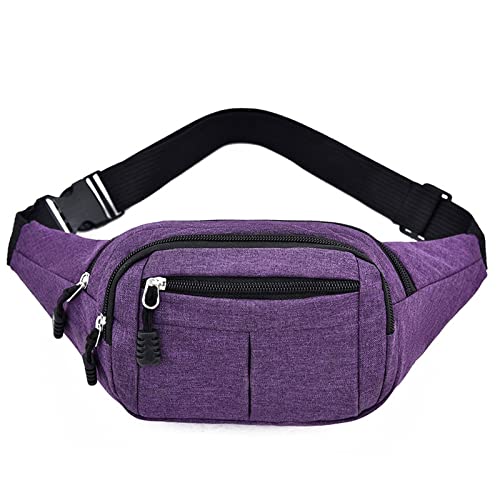 AQQWWER Hüfttasche Männer Taille Tasche Pack Geldbörse Casual Große Telefon Gürtel Tasche Beutel Oxfront Reise Telefon Tasche Fanny Banana Bag Hüfte 4 Taschen (Color : Purple) von AQQWWER