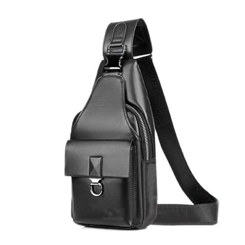 AQQWWER Hüfttasche Männer lässig Pu. Leder Business Umhängetasche Crossbody Travel Sling Pack Messenger Packung Hängende Brust Taille Tasche for Männliche Frau (Color : Black) von AQQWWER