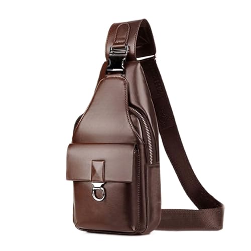 AQQWWER Hüfttasche Männer lässig Pu. Leder Business Umhängetasche Crossbody Travel Sling Pack Messenger Packung Hängende Brust Taille Tasche for Männliche Frau (Color : Bruin) von AQQWWER