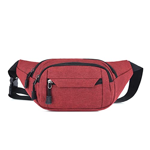 AQQWWER Hüfttasche Men Waist Bag Pack Men Wallet Purse Handbag Phone Belt Bag Pouch Canvas Sports Waterproof Bag Fanny Banana Bag for Women (Color : Red) von AQQWWER
