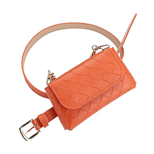 AQQWWER Hüfttasche Mode Casual Taillenpackung Pu. wasserdichte Fanny Pack Luxus Frauen gürtel Tasche einfache Frauen Geschenk gürtel Tasche Telefon Kette geldbörse (Color : Orange) von AQQWWER