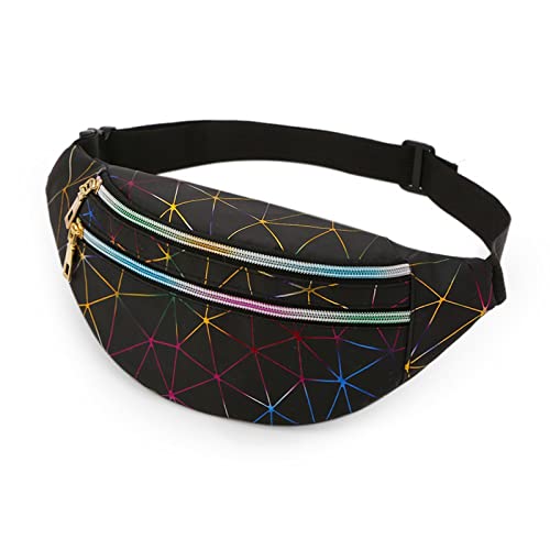 AQQWWER Hüfttasche Mode Holographische Fanny Pack Frauen Gürtel Tasche Weibliche Taille Taschen Laser Brusttelefon Pouch Lady Bananen Geldbörse Bum Bag Niere (Color : Black) von AQQWWER