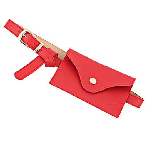AQQWWER Hüfttasche Mode Neue Frauen Leder Taille Tasche Koreanische Mini Handytasche Große Taille Tasche Gürtel Pu. Gürtel (Color : Red) von AQQWWER