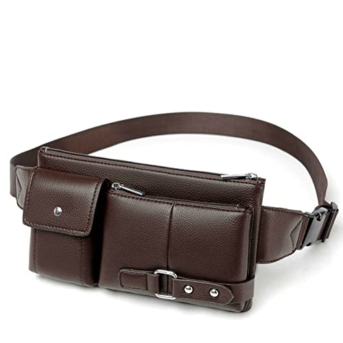 AQQWWER Hüfttasche Multi Pocket Fanny Pack Pu. Leder Taille Tasche Slim Umhängetasche Hüfte Geldbörse Einstellbare Gürtelband Casual Beutel Outdoor Day Tasche (Color : Bruin) von AQQWWER