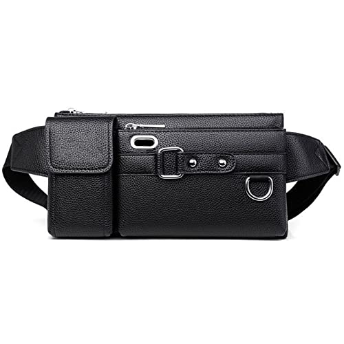 AQQWWER Hüfttasche Neue multifunktionale Männer Pu. Leder lässig Schultertasche Crossbody Travel Sling Pack Messenger Pack Taille Brusttasche for Männchen (Color : Black) von AQQWWER