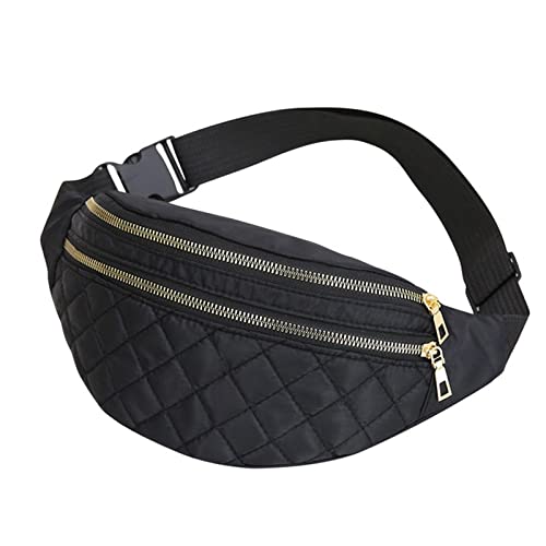 AQQWWER Hüfttasche Plaid WomenWaist Bag Ladies Belt Bags Designer Shoulder Crossbody Chest Bag Female Travel Fanny Pack Banana Hip Purse (Color : Black) von AQQWWER