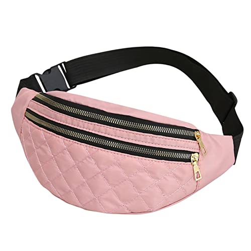 AQQWWER Hüfttasche Plaid WomenWaist Bag Ladies Belt Bags Designer Shoulder Crossbody Chest Bag Female Travel Fanny Pack Banana Hip Purse (Color : Pink) von AQQWWER