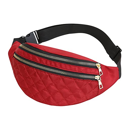 AQQWWER Hüfttasche Plaid WomenWaist Bag Ladies Belt Bags Designer Shoulder Crossbody Chest Bag Female Travel Fanny Pack Banana Hip Purse (Color : Red) von AQQWWER